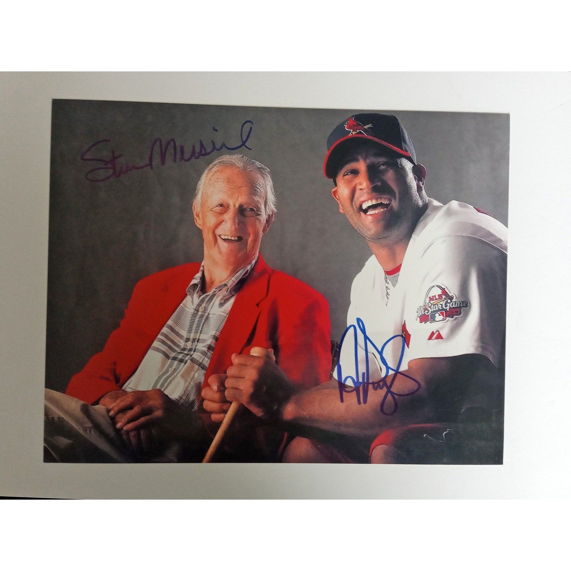 Stan Musial and Albert Pujols 8 x 10 sign photo with proof