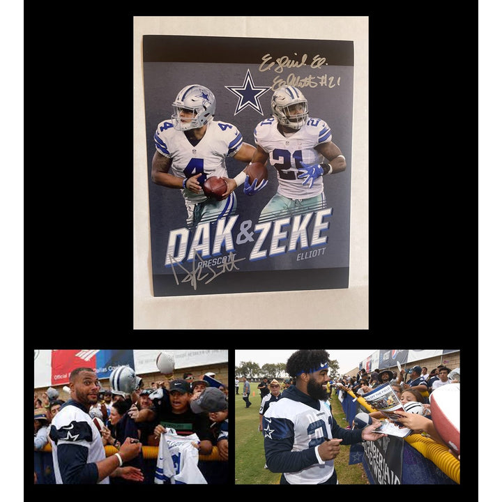 Dallas Cowboys Dak Prescott Ezekiel Elliott 8x10 photo signed with proof