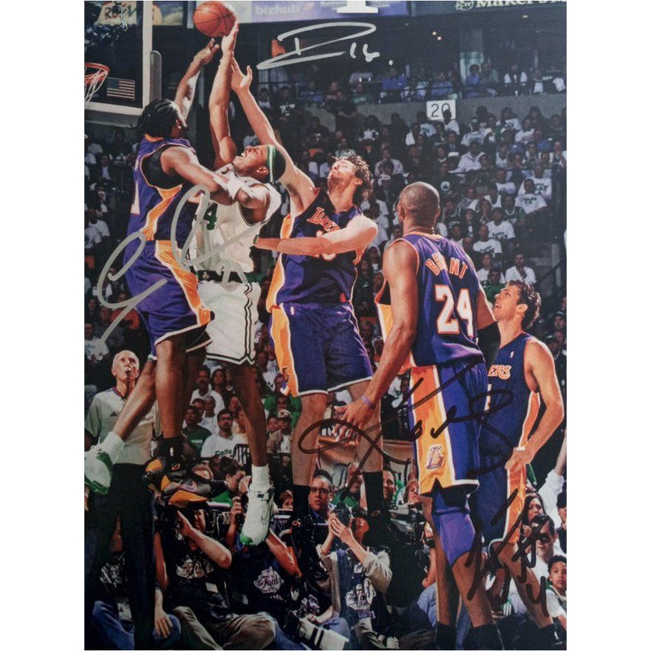 Kobe Bryant  Paul Pierce Pau Gasol 8 x 10 photo signed with proof - Awesome Artifacts 