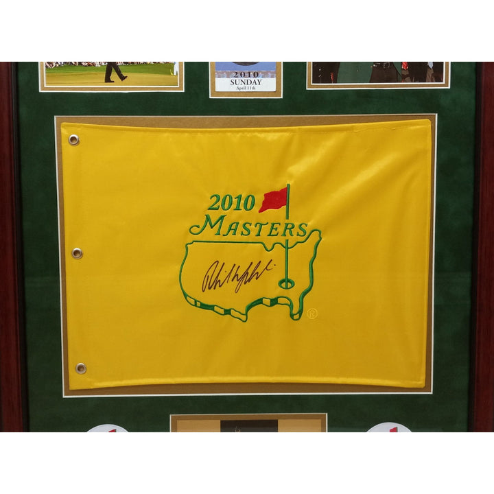 Phil Mickelson 2010 Masters Golf pin flag framed 32in x 26in signed with proof - Awesome Artifacts 