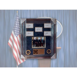 George W. Bush, George H W Bush, Barack Obama , Bill Clinton, Jimmy Carter signed and framed 30x25 with proof