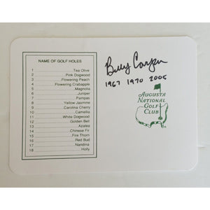 Billy Casper Masters scorecard signed with proof