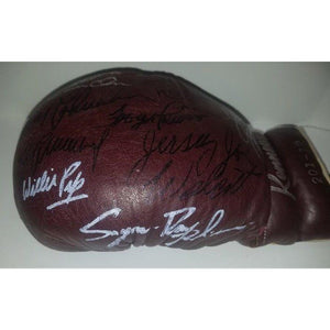 Max Schmeling, Floyd Patterson, Sugar Ray Robinson, Muhammad Ali, Willie Pep signed boxing glove