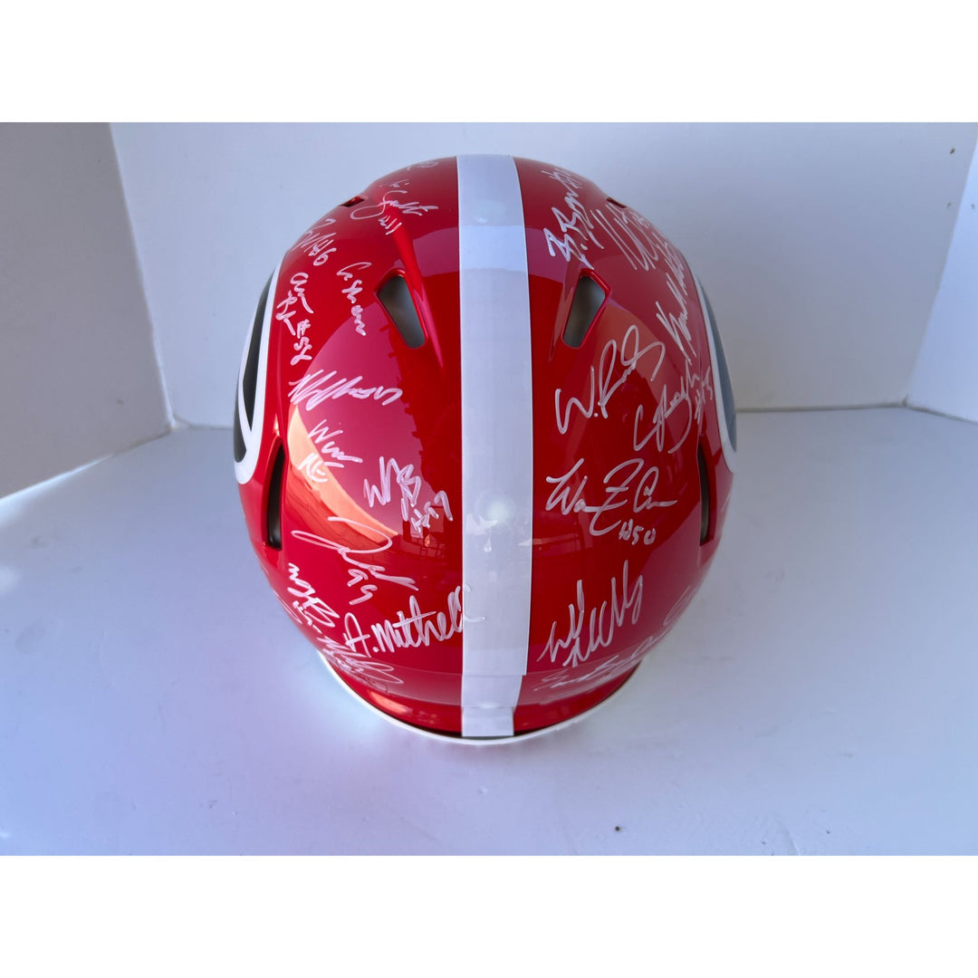 Georgia Bulldogs Stetson Bennett Kirby Smart 2022 NCAA national champions speed Riddell authentic helmet signed with proof