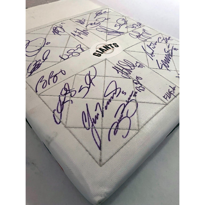 San Francisco Giants Buster Posey, Pablo Sandoval, Tim Lincecum World Series champs team signed base with proof - Awesome Artifacts 