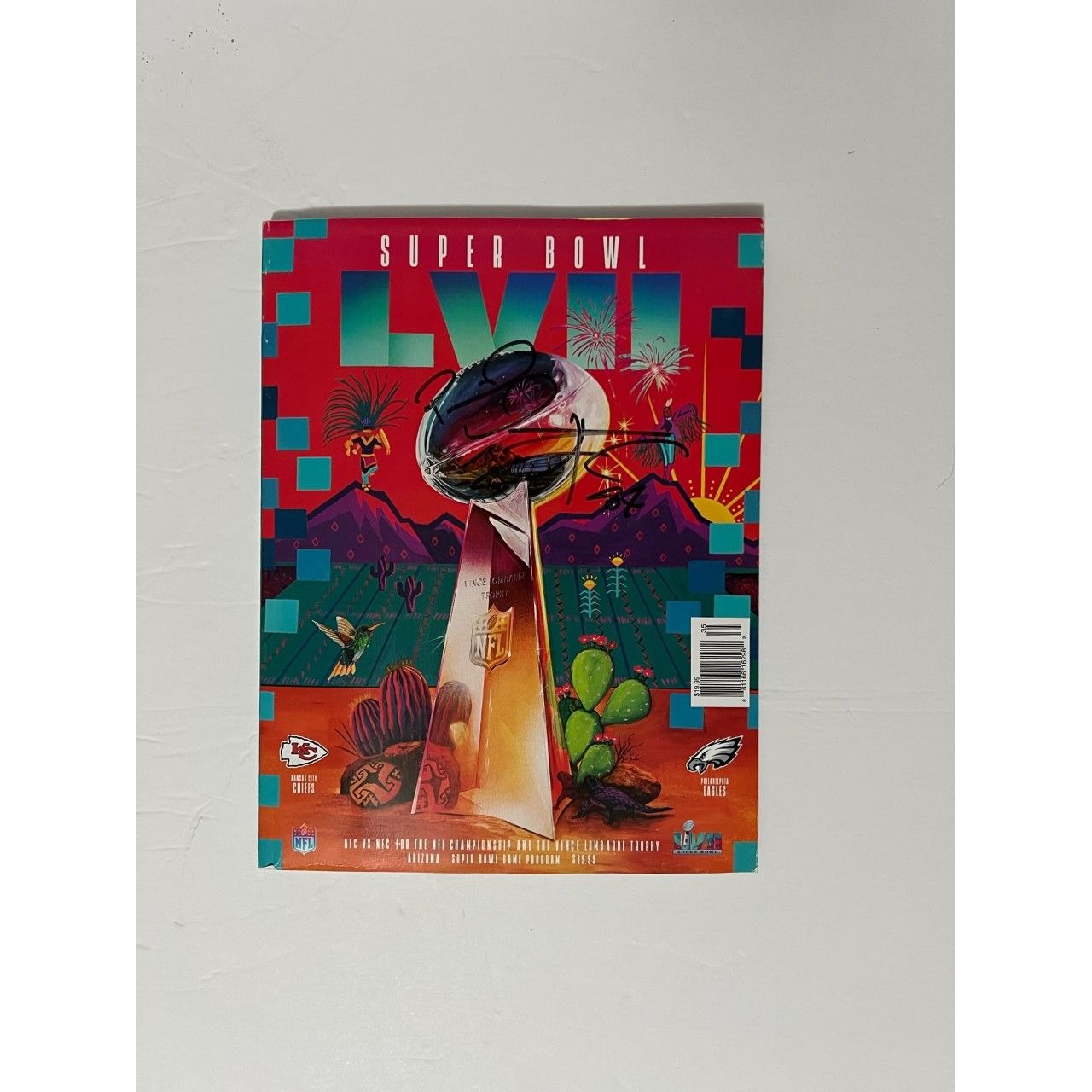 Super Bowl 57 official program Patrick Mahomes and Travis Kelce signed