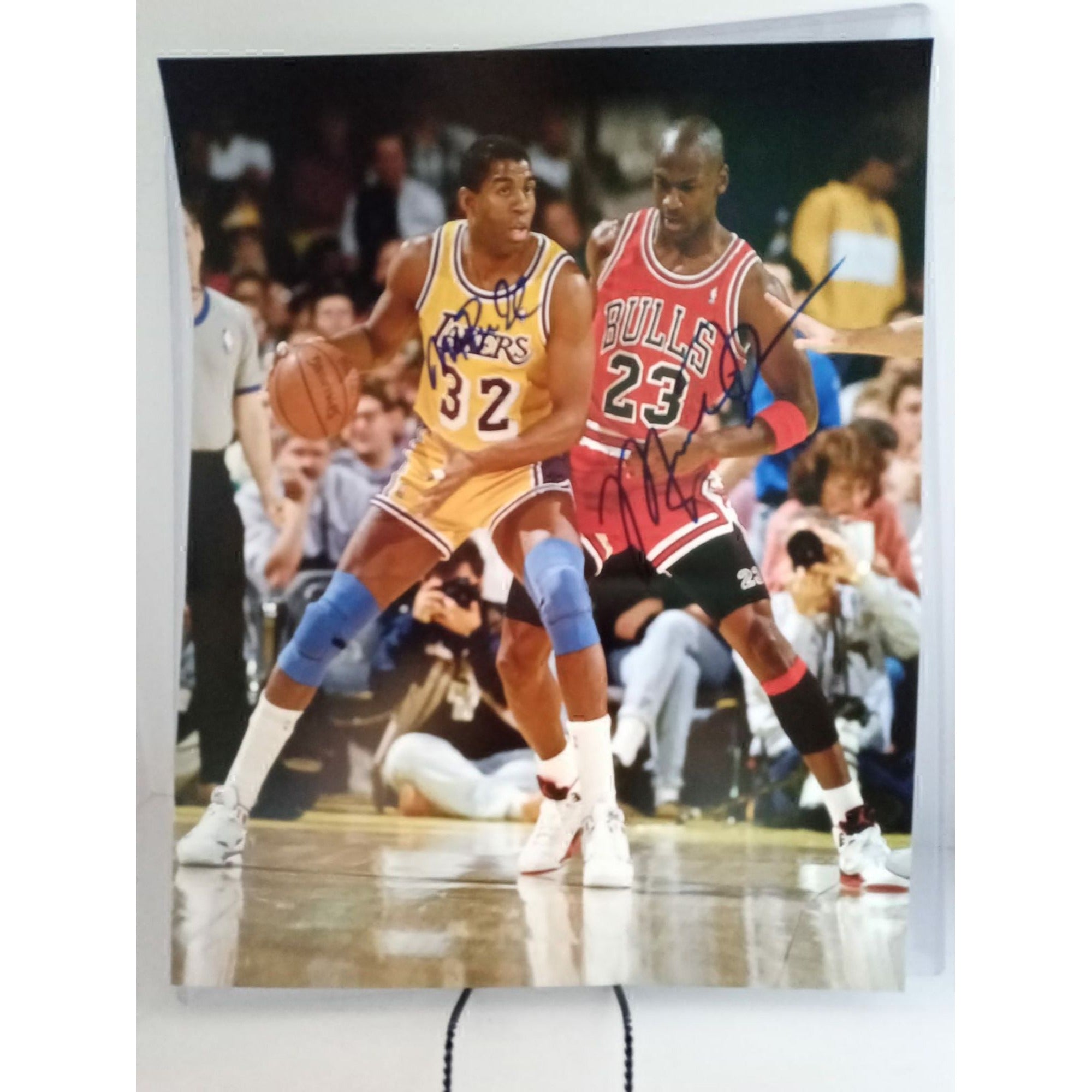 Earvin "Magic" Johnson and Michael Jordan 16x20 photo signed with proof
