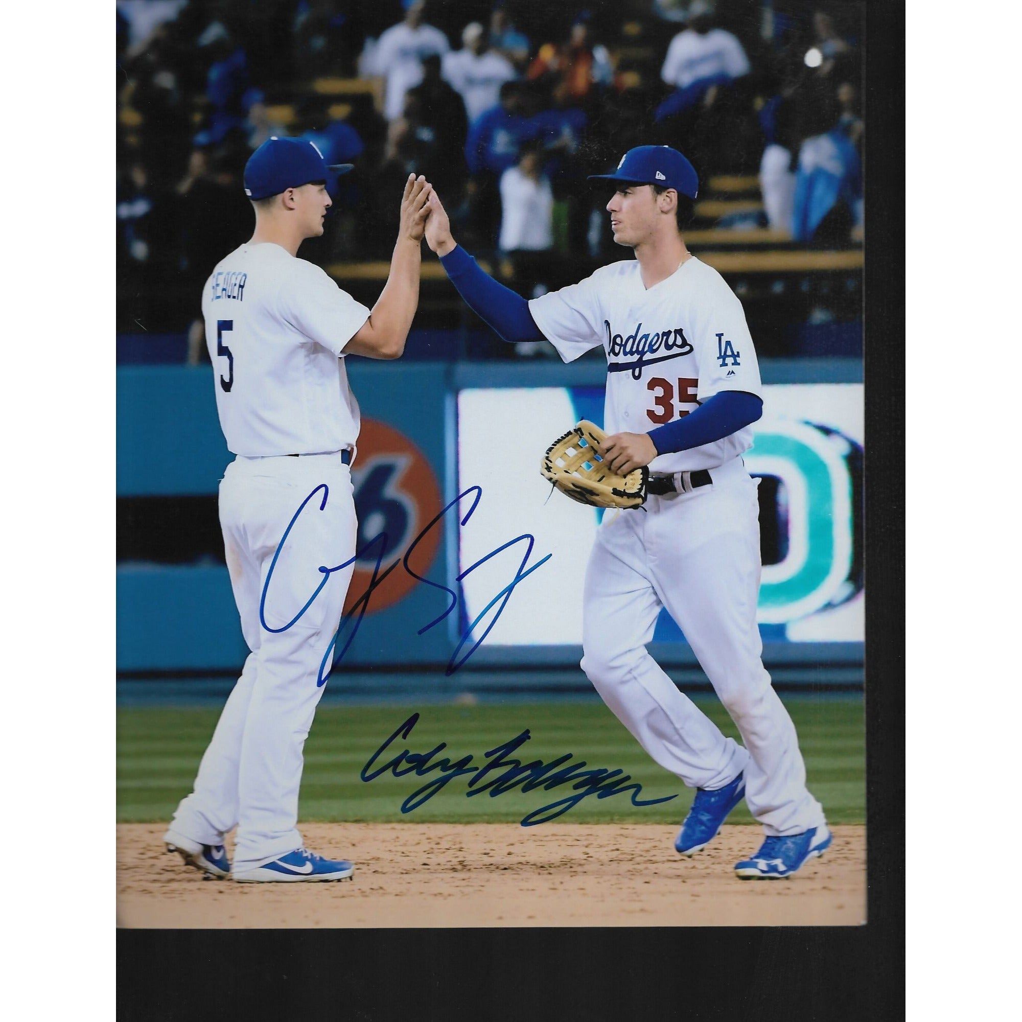 Corey Seager and Cody Bellinger 8 by 10 signed photo with proof