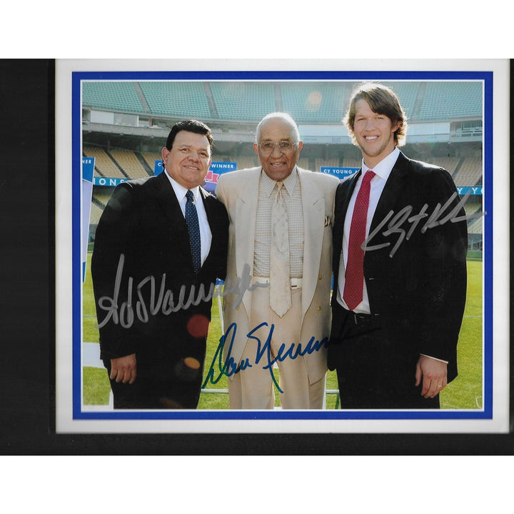 Fernando Valenzuela, Newcomb and Clayton Kershaw 8 by 10 signed photo