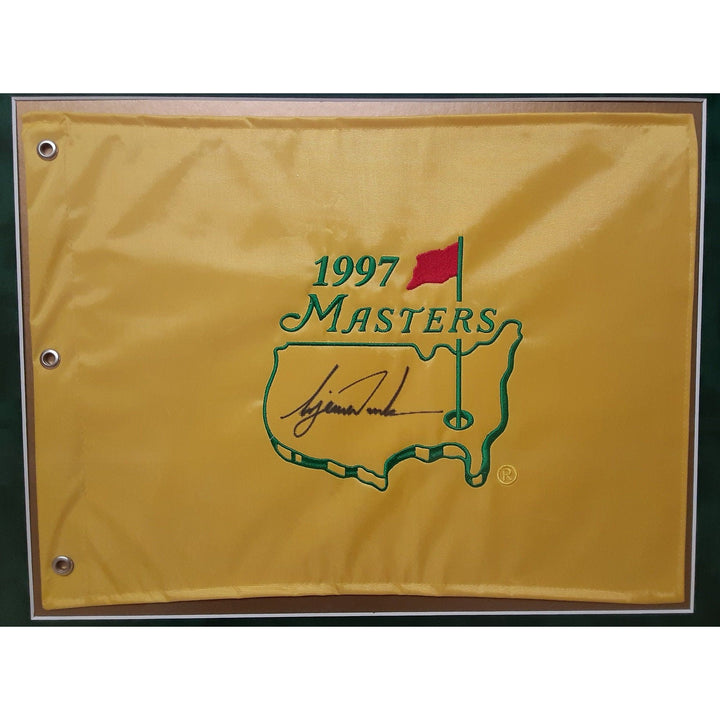 Tiger Woods 1997 Masters flag signed and framed with proof - Awesome Artifacts 