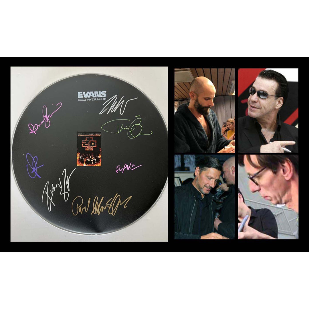 Rammstein 14' drum head Till Linderman Richard Kruspe Paul Landers Oliver Riedel Christoph Schneider , Christian "flake" Lorenz signed