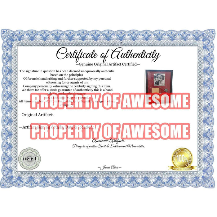 Certificate of Authenticity for Peter Tosh reggae legend signed cut with museum-quality frame with proof