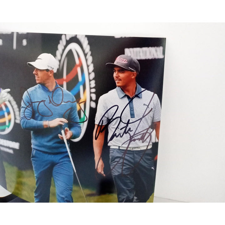 Rickie Fowler Rory McIlroy and Keegan Fowler signed 8 by 10 photo with proof - Awesome Artifacts 