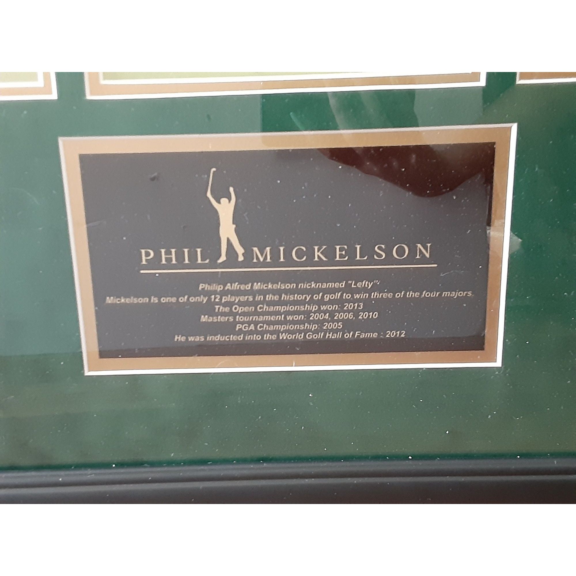 Phil Mickelson signed and framed Masters pin flag with proof
