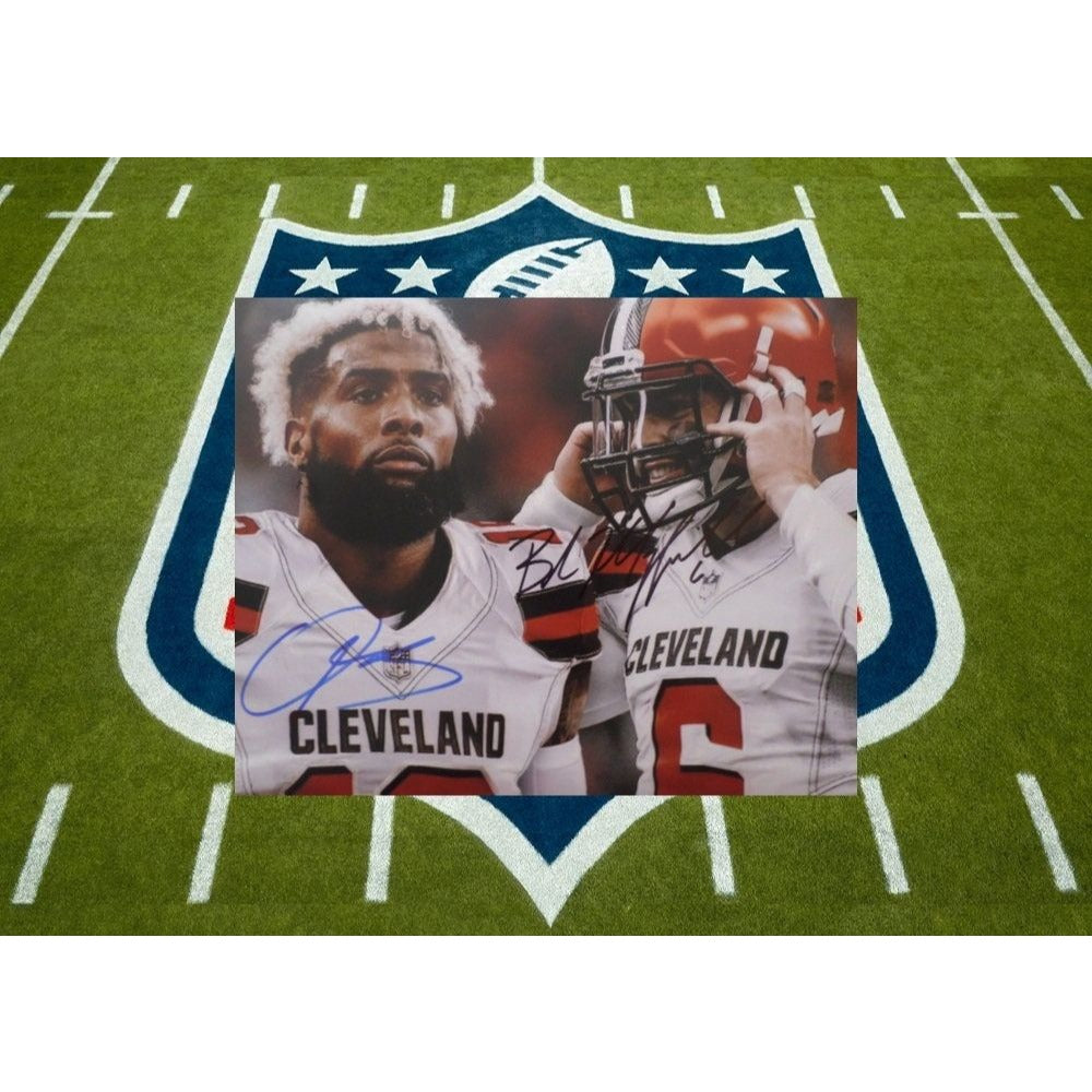 Odell Beckham jr. And Baker Mayfield 8 by 10 signed photo - Awesome Artifacts 