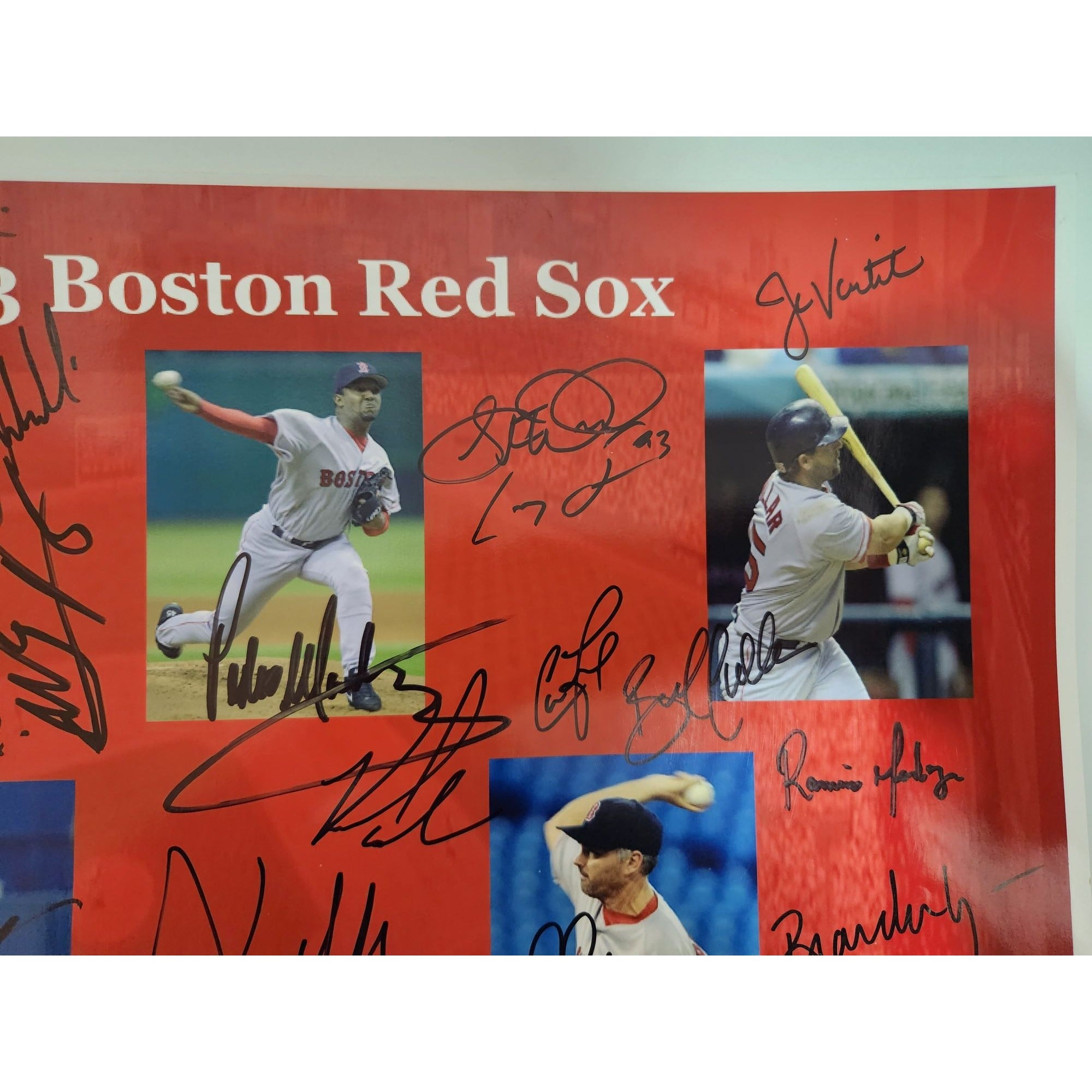 Boston Red Sox 2003 team signed 11x17 photo Pedro Martinez Manny Ramirez Justin Varitek