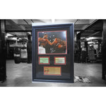 Load image into Gallery viewer, Muhammad Ali and Smokin Joe Frazier 11 by 14 photo signed and framed with proof
