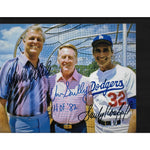 Load image into Gallery viewer, Don Drysdale, Vin Scully and Sandy Koufax 8 by 10 signed photo with proof
