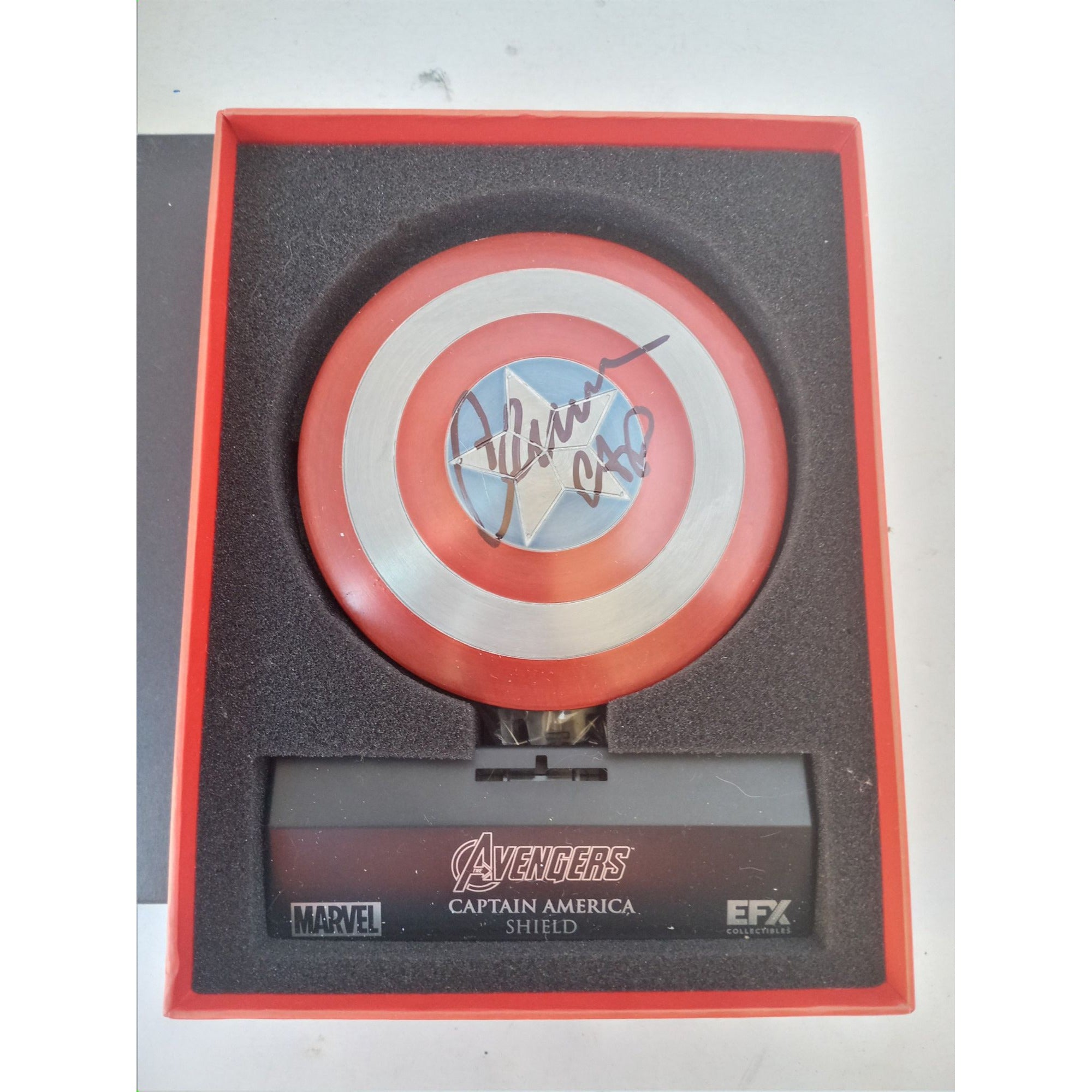 Chris Evans Captain America mini authentic Shield signed with proof