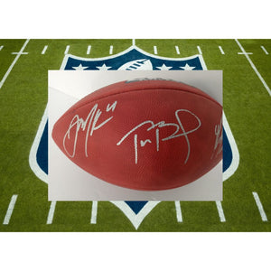 Tom Brady Julian Edelman Rob Gronkowski NFL Super Bowl game football signed with proof