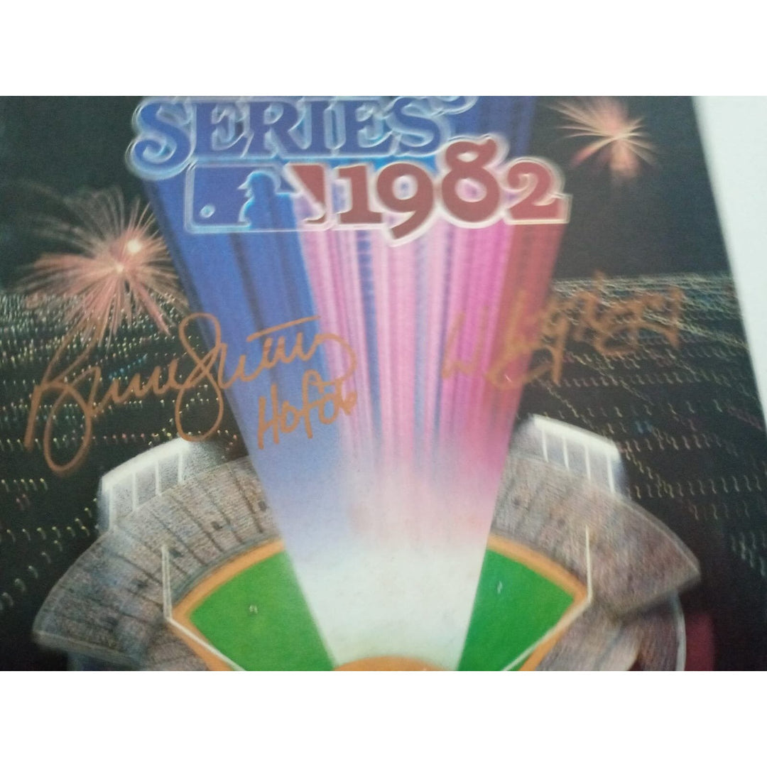 1982 World Series program Bruce Suter Whitey Herzog Ozzie Smith Daryl Porter signed