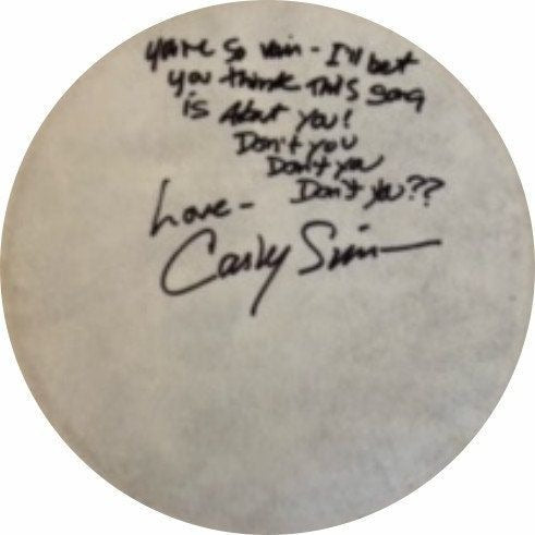 Carly Simon tambourine signed with lyrics