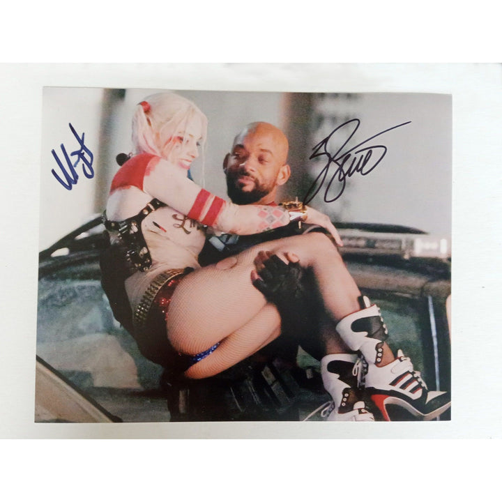 Suicide Squad Will Smith Margot Robbie 8 x 10 signed with proof - Awesome Artifacts 