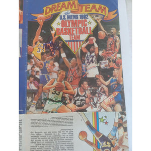 1992 USA Dream Team Michael Jordan Larry Bird Magic Johnson team signed poster 34x23 with proof