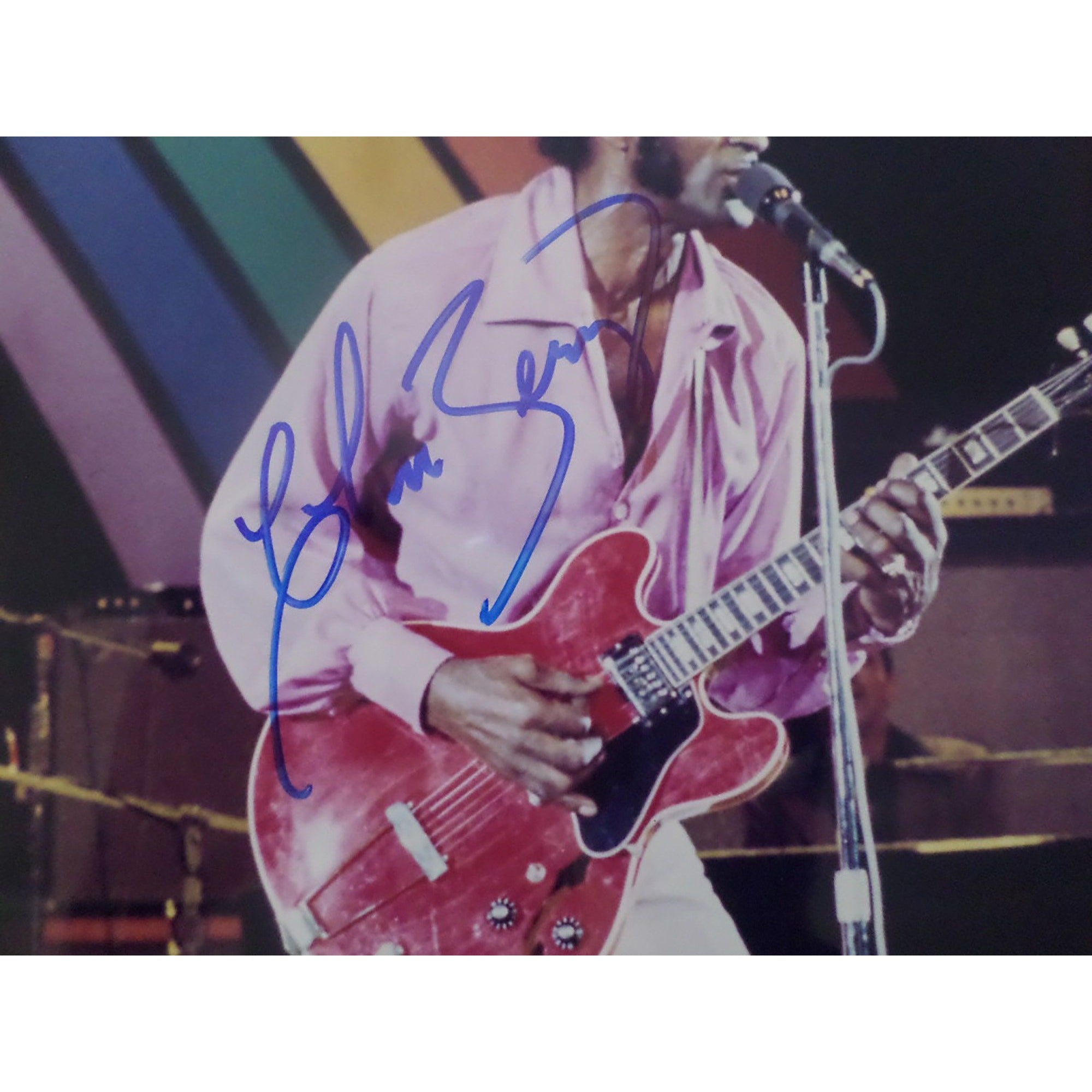 Chuck Berry 8 by 10 signed photo with proof