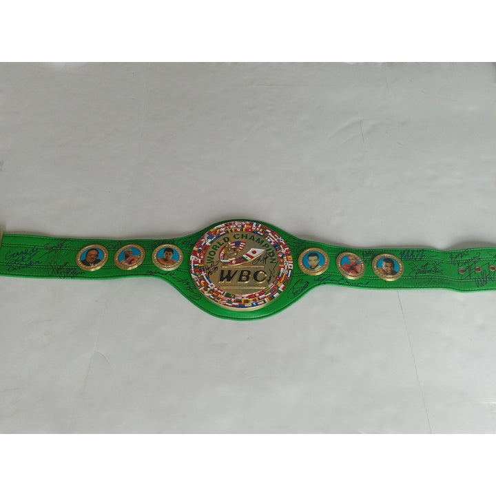 Muhammad Ali, Floyd Mayweather Jr., Marvin Hagler 25 boxing Legend signed belt with proof - Awesome Artifacts 