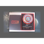 Load image into Gallery viewer, Chris Evans, Anthony Mackie, Sebastian Stan, Captain America mini Shield signed with proof
