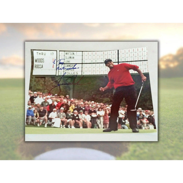 Tiger Woods 16x20 photograph signed with proof personalized to Tony