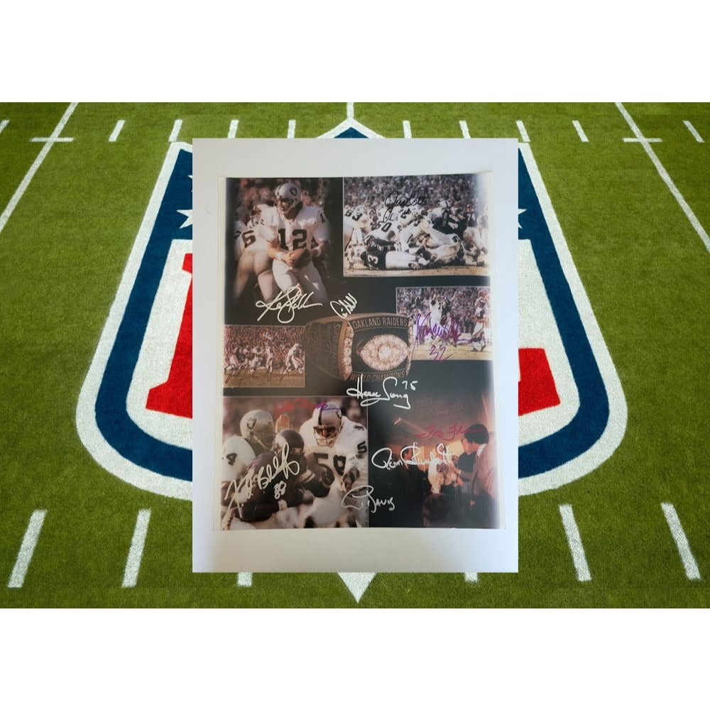 Oakland Raiders Ken Stabler Art Shell G Amato Marcus Allen Al Davis 16 x 20 photo signed with proof