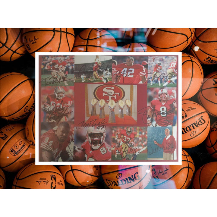 Joe Montana Jerry Rice John Taylor Bill Walsh San Francisco 49ers 11 by 14 photo sign with proof