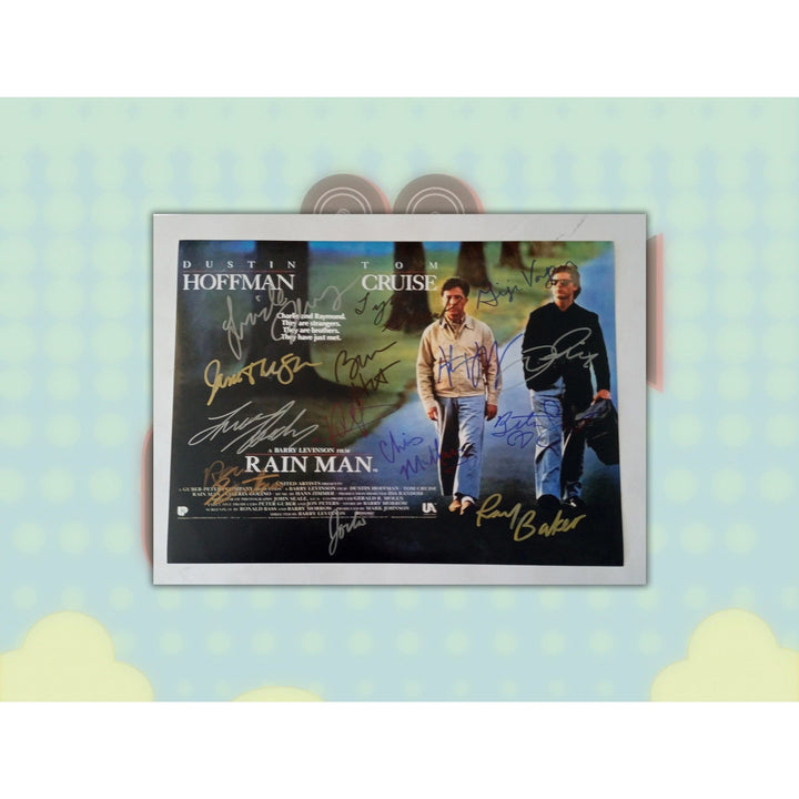 Dustin Hoffman, Tom Cruise, Rain Man cast signed 11 by 14 photo with proof