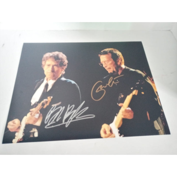 Bob Dylan and Eric Clapton 11 by 14 photo signed with proof