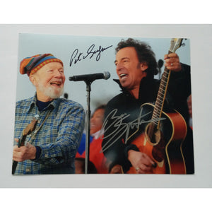Bruce Springsteen and Pete Seeger 8 by 10 signed photo with proof
