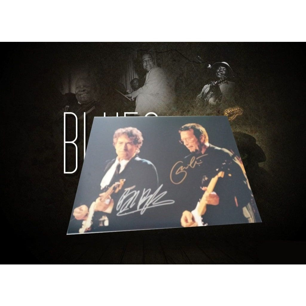 Bob Dylan and Eric Clapton 11 by 14 photo signed with proof