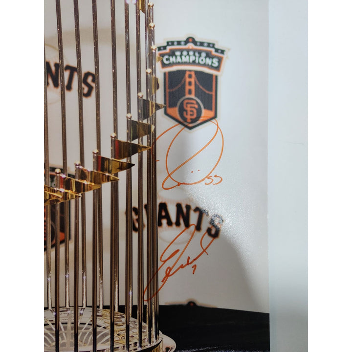 San Francisco Giants 11x14 photo signed Edgar Renteria Tim Lincecum Matt Cain Buster Posey Brian Wilson Bruce Bochy