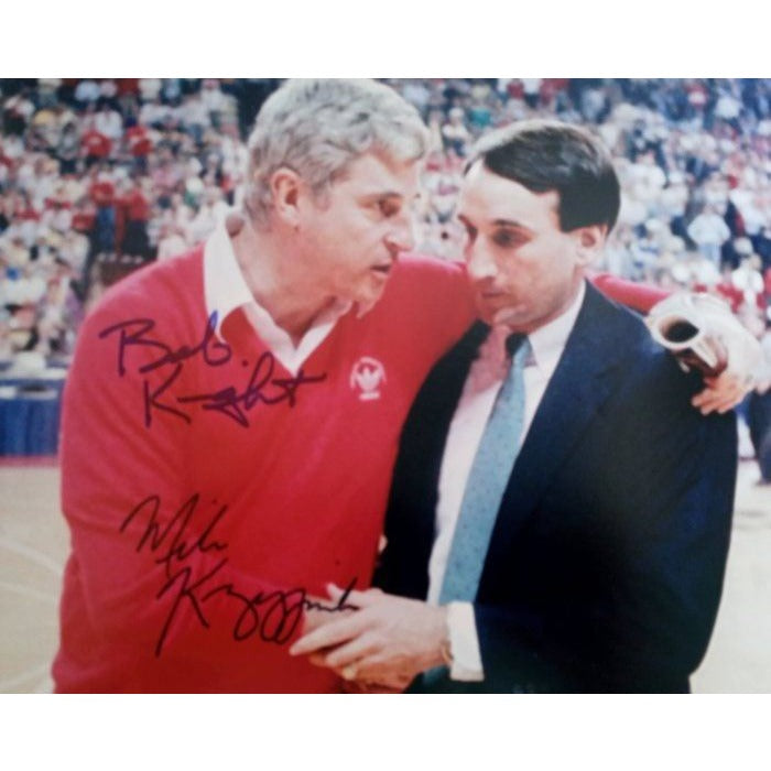 Coach K Mike Krzyzewski and Bobby Knight 8 x 10 signed photo with proof