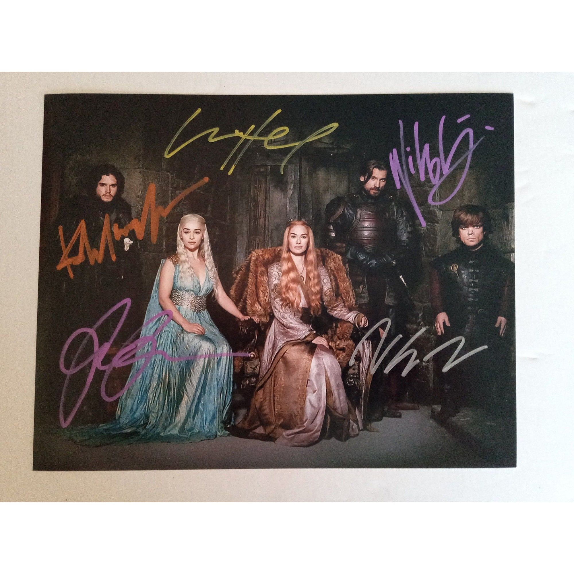 Emilia Clarke, Kit Harington, Nathalie Emmanuel, Game of Thrones cast signed 8x10 with proof