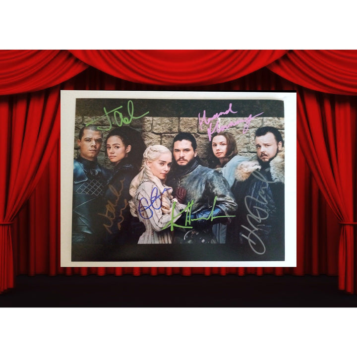 Game of Thrones Peter Dinklage, Kit Harington, Lena Headey, Emilia Clarke, Nikolaj Coster Waldau 8 by 10 signed photo with proof