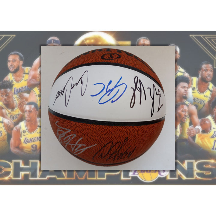 Los Angeles Lakers LeBron James, Anthony Davis 2019-20 team signed basketball