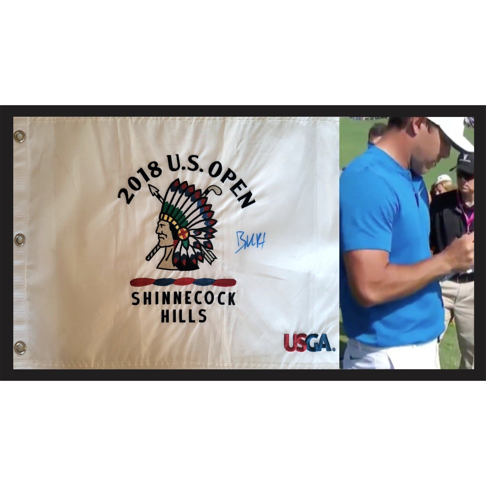 Bruce Koepka US Open golf pin flag signed with proof