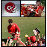 Load image into Gallery viewer, Patrick Mahomes and Travis Kelce Kansas City Chiefs mini helmet signed with proof free case
