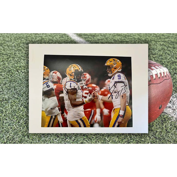 LSU Tigers Ja Maar Chase Joe Burrow 8x10 photo sign with proof