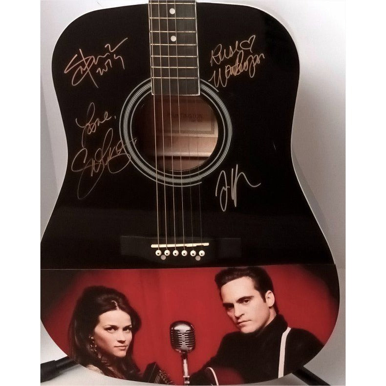 Johnny Cash Walk the Line movie cast signed Joaquin Phoenix Reese Witherspoon guitar signed