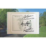 Load image into Gallery viewer, Arnold Palmer, Jack Nicklaus and Gary Player scorecard signed with proof
