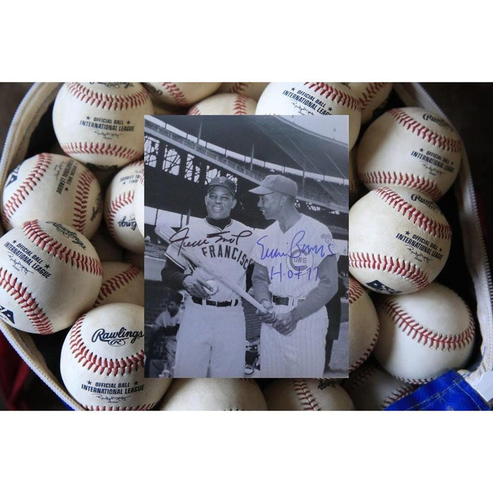 Willie Mays and Ernie Banks 8 by 10 signed photo