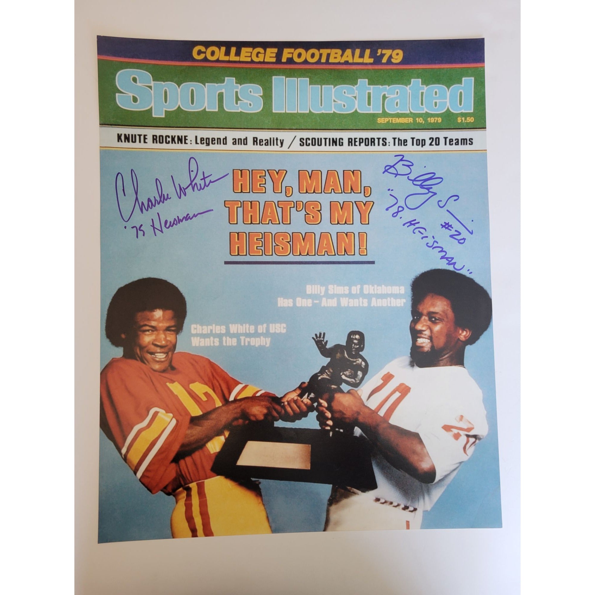 Billy Sims and Charles White 16 x 20 photo signed